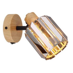 Aplica Run 1xE14, cristal, intrerupator, IP20, imitatie lemn, Globo Lighting