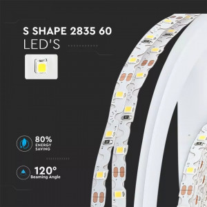 Banda led flexibila SMD 2835 V-TAC, lumina neutra(4000K), 3.6W/m, 400lm/m, 60 leduri/m, 12V, IP20 [7]- savelectro.ro