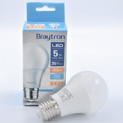 Bec LED 5W(35W) Braytron, A60, E27, 400 lm, lumina rece (6500 K), clasa energetica F [6]- savelectro.ro