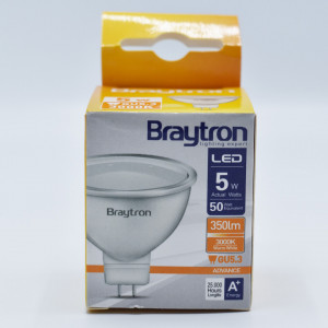 Bec led MR16 5W (50W), GU5.3, 350lm, 110 grade, lumina calda (3000K), opal, Braytron