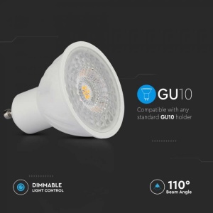 Bec LED 6W dimabil, Dulie GU10, V-TAC, 445lm, Lumina Rece (6500K), Alb [3]- savelectro.ro