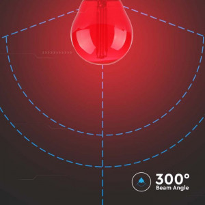 Bec LED decorativ rosu V-TAC, 2W (10W), E27, G45, 60 lm, lumina ambientala [6]- savelectro.ro