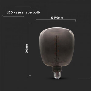 Bec LED decorativ V-TAC, E27, 4W, sticla fumurie, forma vaza, lumina calda (2200 K), clasa energetica G [3]- savelectro.ro