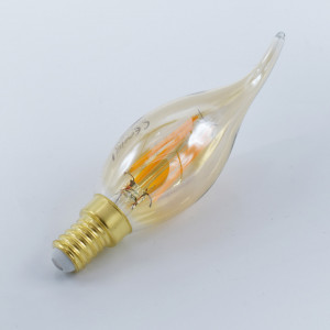 Bec led flacara Vintage filament 4W (23W), E14, C35T, 350lm, dimabil, lumina calda (2500K), auriu, Optonica
