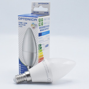 Bec led lumanare opal 8.5W (54 W), E14, 800 lm, lumina calda (2700K), A+, Optonica