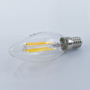 Bec led Vintage lumanare filament 6W (49W), E14, C37, 730lm, lumina calda (2700K), clar, Optonica