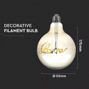 Bec led Vintage filament Love 5W (30W),E27, G125, 70 lm, lumina calda (2200K), [3]- savelectro.ro