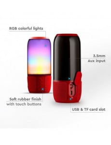 Boxa Bluetooth LED RGB portabila, slot microSD, jack 3.5mm, 3 ore, rosie, V-TAC [2]- savelectro.ro