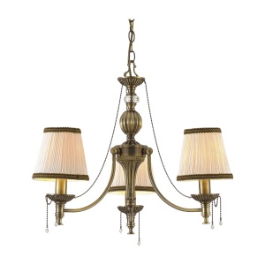 Lustre, Candelabru Antico KL6127, 3xE14, bronz antic + ivoar, metal + textil, stil vintage clasic, Klausen - savelectro.ro