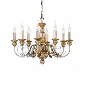 Candelabre, Candelabru Firenze 020839, 8xE14, alb+auriu, IP20, Ideal Lux - savelectro.ro