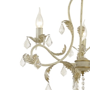 Candelabru Versilia KL6193, 3xE14, alb antic + auriu, metal + sticla + cristale, stil vintage elegant, Klausen [2]- savelectro.ro