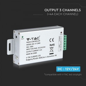 Controller banda LED RGB, 12-24V, 12A, V-TAC [2]- savelectro.ro
