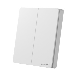 Priza si intrerupatoare aplicate, Intrerupator wireless dublu fara baterii – Set complet RF, alb, Optonica - savelectro.ro