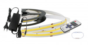 Banda LED, Kit Banda LED COB, Lumina Rece (6400K), 5m, Interior, 288 LEDuri/m, Controller+Alimentare - savelectro.ro