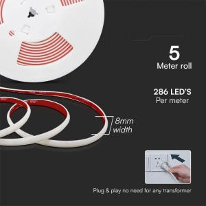 Kit Banda LED SMD, 5m, 12.5W/m, V-TAC, Lumina Neutra (4000K), IP65 [6]- savelectro.ro