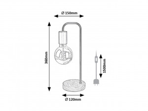 Lampa de birou Bruno 2090, cu intrerupator, 1xE27, neagra+maro, IP20, Rabalux [3]- savelectro.ro