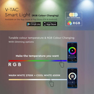 Lampa LED ambientala 2.2W V-TAC, compatibila Tuya Smart, RGB+temperatura de culoare ajustabila(3000K-6500K) [8]- savelectro.ro