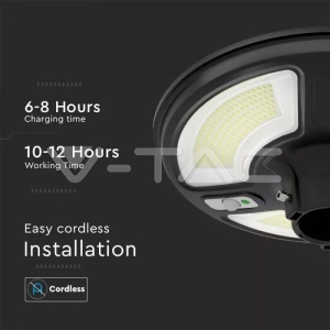 Lampa solara de gradina LED 7.5W, lumina neutra (4000 K), senzor miscare, panou solar, IP65, neagra, V-TAC [9]- savelectro.ro