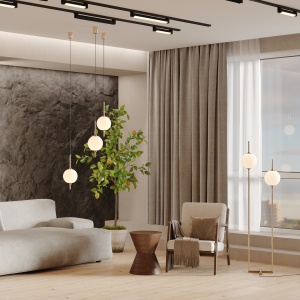Lampadar LED Sixth Sense Z020FL-L12BS3K, 12W, 1100lm, lumina calda, IP20, auriu+alb, Maytoni [2]- savelectro.ro