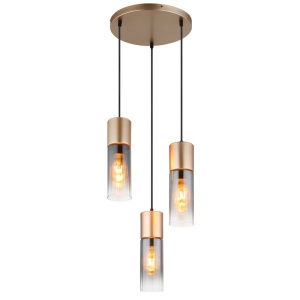 Lustre LED, Lustra Annika 3xE27, IP20, cappuccino mat, sticla fumurie, Globo Lighting - savelectro.ro
