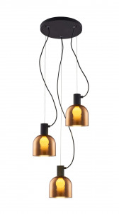 Lustra Fire KL113009, 3xE27, neagra+cupru, IP20, Klausen