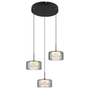 Lustre LED, Lustra LED Fogsy, 24W, 1600 lm, lumina neutra (4000 K), Ø400 mm, IP20, neagra mat+fumurie, Globo Lighting - savelectro.ro