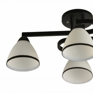 Lustra Proton, 4 becuri, dulie E27, alba, neagra mata, metal, sticla, Klausen [3]- savelectro.ro