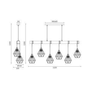 Lustra Wooden BR-BV02-00021, 6xE27, neagra+naturala, IP20, Braytron [4]- savelectro.ro