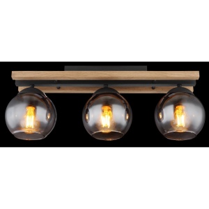 Plafoniera Conni, 3xE27, IP20, negru/lemn maro inchis/fumuriu, Globo Lighting [2]- savelectro.ro