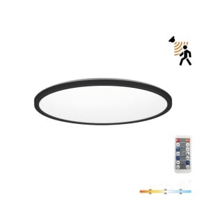 Corpuri de Iluminat Interior, Plafoniera LED Nivera rotunda cu senzor de miscare si lumina 18W, 1710lm, IP54, lumina calda/neutra/rece, neagra, Kobi - savelectro.ro