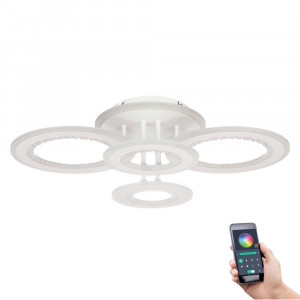 Corpuri de iluminat, Plafoniera LED Smart Rondos KL151061, dimabila, cu telecomanda, 120W, 10000lm, lumina calda+neutra+rece, IP20, alba, Klausen - savelectro.ro