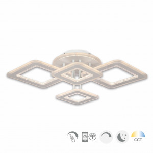 Corpuri de iluminat, Plafoniera LED Trigos PL4 KL151046, 132W, 3000K-4000K-6500K, dimabila, telecomanda, smart, alb, Klausen - savelectro.ro