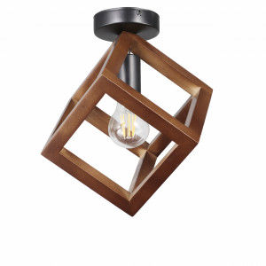 Plafoniera Rhombus, 1 bec, dulie E27, neagra, maro, metal, lemn, Klausen [1]- savelectro.ro