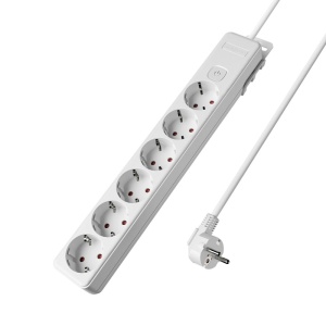 Prelungitor Braytron, 6 prize, cu intrerupator, protectie copii, cablu 3x1.5mmp, 5m, alb [1]- savelectro.ro