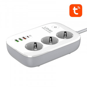Prelungitor Smart, 2 metri, compatibil Tuya, 3 prize + 4 USB, incarcare 30W, LDNIO [1]- savelectro.ro