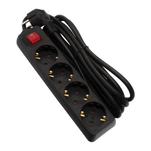 Prelungitoare Electrice, Prelungitor Strohm, Cu Intrerupator, 4 Prize, 1.5 m, 3680 W, Negru - savelectro.ro