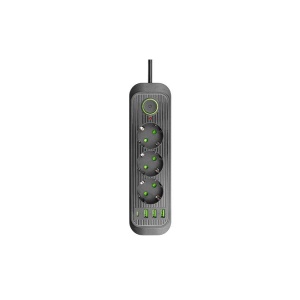 Prelungitor UTP5 3 Prize, 2m, 3xUSB-A+1xUSB-C, cu Intrerupatoare Individuale [3]- savelectro.ro