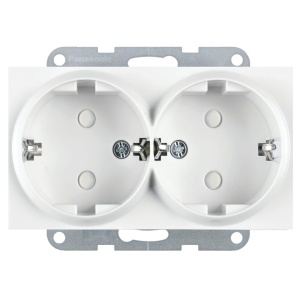 Prize si intrerupatoare, Priza dubla cu impamantare, protectie copii, 16A, IP20, Alb, Panasonic Karre Plus 55 - savelectro.ro