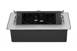 Priza incastrabila dreptunghiulara MULTISOFT, 2x Schuko, USB A+C, RJ45,1.5 m, aluminiu, GTV [3]- savelectro.ro