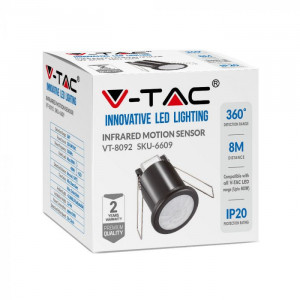 Senzor de miscare cu infrarosu, montaj in doza, negru, detectie 360 de grade, V-TAC [8]- savelectro.ro