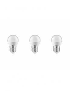 Becuri LED E27, Set 3 becuri LED sferice 3W(25W) G-Tech, E27, 255 lm, lumina calda (3000 K), clasa energetica F - savelectro.ro