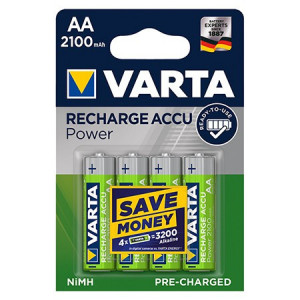 Baterii si Acumulatori, Set 4 acumulatori R6 AA Varta, capacitate 2100mAh - savelectro.ro