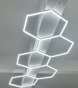 Sistem LED Honeycomb, model zigzag, 5 hexagoane, 203W, lumina rece (6000K), Optonica