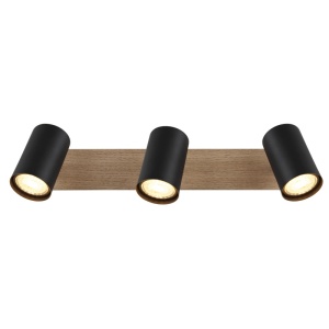 Spot aplicat Linca, 3xGU10, IP20, negru mat+lemn, Globo Lighting [4]- savelectro.ro