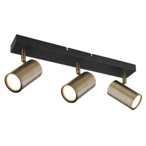 Spoturi, Spot aplicat Robby 3xGU10, orientabil, IP20, negru mat+alama, Globo Lighting - savelectro.ro
