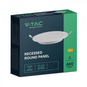 Spot LED 6W Incastrat, Rotund, V-TAC, 660lm, Lumina Calda (3000K), Alb [6]- savelectro.ro