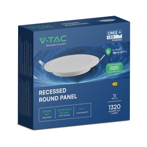 Spot LED rotund incastrat, 12W, 1320lm, lumina calda/neutra/rece, cip CREE, IP20, alb, V-tac [4]- savelectro.ro