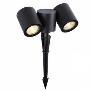 Corpuri de iluminat, Stalp pentru exterior Riad, 2 becuri, dulie GU10, negru, sticla, Klausen - savelectro.ro