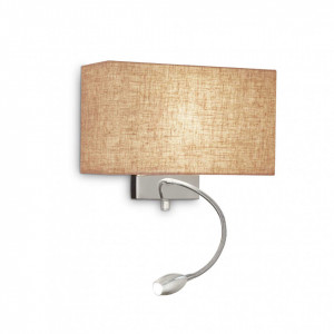 Aplica LED Hotel 103204, 60W, 55 lm, lumina calda, maro+crom, IP20, Ideal Lux