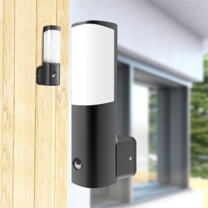 Aplica pentru exterior LED Tarus, 7W, 600lm, lumina calda (3000K), cu senzor de miscare, gri, Braytron [2]- savelectro.ro